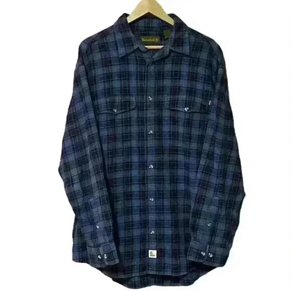 Timberland Other - Timberland Flannel Men’s Large Blue Plaid Cotton Blend Long Sleeve Button Down
